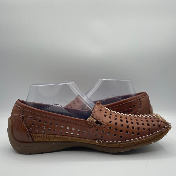 Rieker Anti Stress Loafers Leather Brown Perforated Slip On Mens 40 7.5 main image 6
